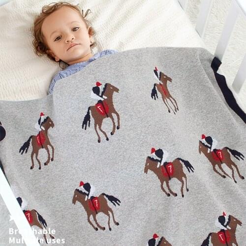 Cartoon Horse Baby Blanket Knitted Newborn Blanket Stroller Wrap Infant Swaddle Kids Inbakeren Stuff For Monthly Toddler Bedding