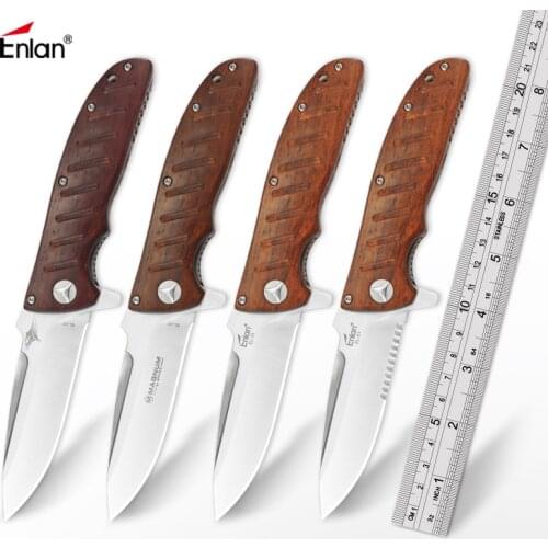 Enlan EL-01 Series Pocket Folding Knife Wood G10 Handle Outdoor Camping Hunting Survive Tactical Knife Utility Portable EDC Tool