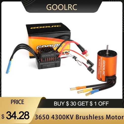 GoolRC Upgrade Waterproof 3650 4300KV Brushless Motor with 60A ESC Combo Set for 1/10 RC Car Truck RC Parts
