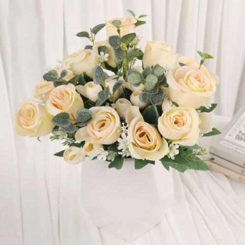 30 cm artificial peace rose simulation bouquet 4 big flowers 6 buds cheap fake flower supply