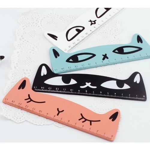 15 cm candy color fresh cat lovely wooden measuring ruler straight ruler tool School Stationery