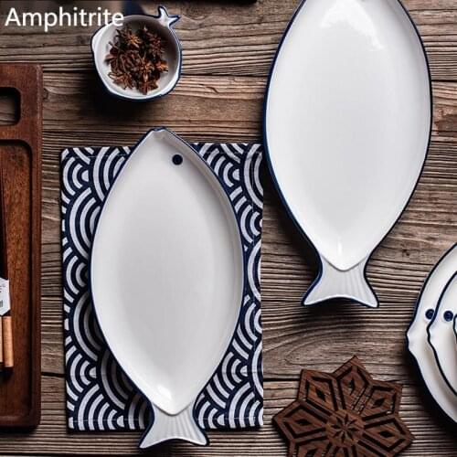 Ceramic Snacks Seasoning Snack Fish Plate Pretty House Variety Creative Wood Tray Kitchen Utensils Ceramica Salver