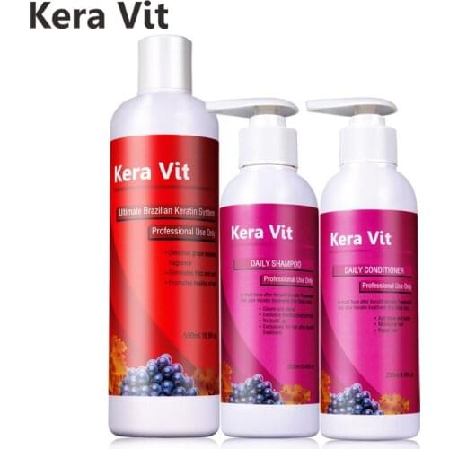 KeraVit 500ml 8% S Keratin Treatment+250ml Daily Shampoo+250ml Daily Conditioner Best Hair Treatment Set Free Shipping