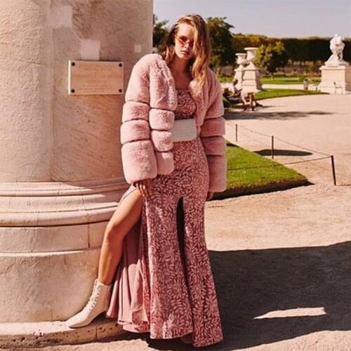 Liva girl Fake Fox Fur Jacket Women Winter Faux Fox Fur Jackets Woman Warm Artifical Pink Fox Fur Coats Female Ladies