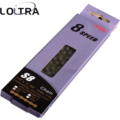 LOLTRA 116 Links Original YBN S8 8 Speed Race Bike Chains Cycle Derailleur MTB Road Bicycle Chain