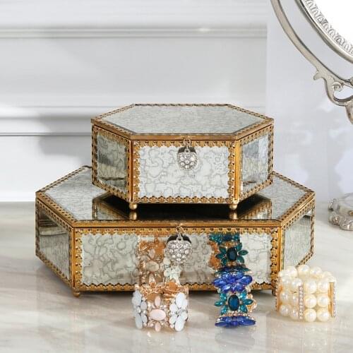Metal Glass Storage Box Jewelry Box Bedroom Dressing Table Decoration Creative Jewelry Box