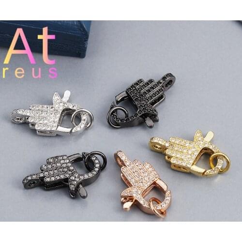 5 Color Fashion Inlaid Zirconia Palm Shape Buckle Clasps Hook Jewelry Making Supplies DIY Bracelet Necklace handmade accessories