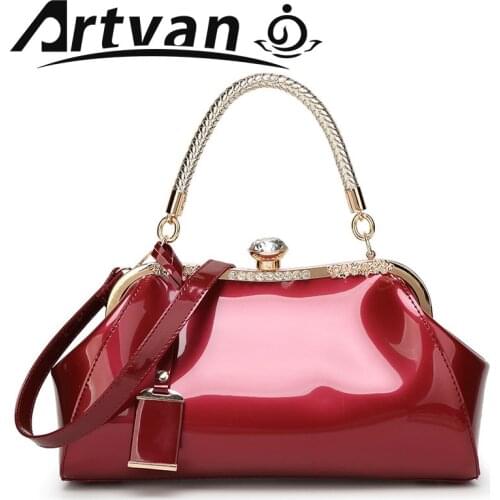 Fashion Womens Bag Patent Leather Bright Bread Red Brides Wedding Bag Single Shoulder Diagonal Bag NO15