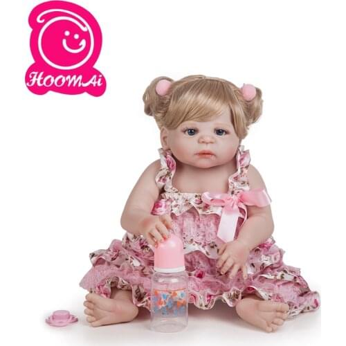 18"48CM Bebe Soft Silicone Realistic Toys for Children Baby Toddle Doll Smooth Vinyl Body Lovely Baby Full Body Hair Toy Doll