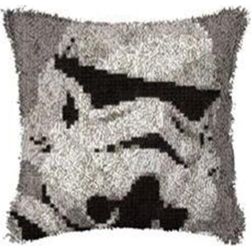 Latch hook kit Canvas for embroidery Latch hook pillow with Pre-Printed Robot Pattern Decorative cushions Knotted carpet kit