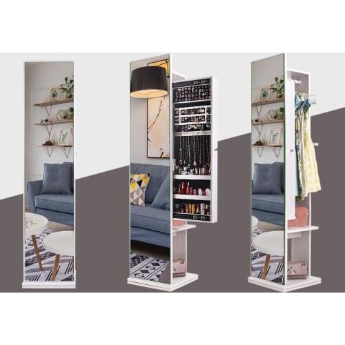 Cloakroom full body floor mirror simple modern living room storage cabinet multifunctional rotating dressing mirror
