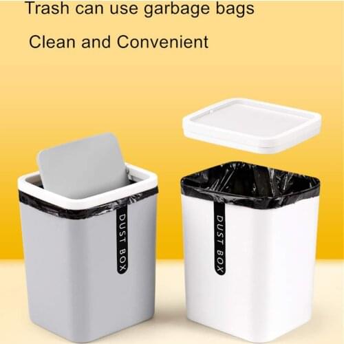 Desktop Trash Can Small Mini Garbage Can Plastic Kitchen Dustbin Hanging with Shake Cover for Home Office