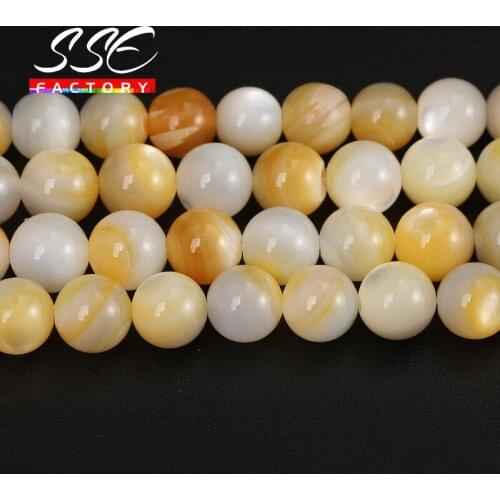 Natural Stone Beads Gold Lace Mother of Pearl Round Loose Spacer Beads For Jewelry Making DIY Bracelet 4/5/6/7/8/10mm 15" Strand