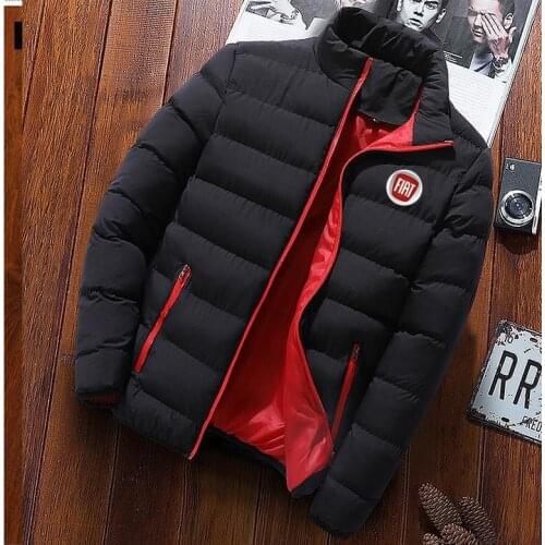 2021 New Autumn Winter Thickened Fiat Sports Jacket Men Zipper Cardigan Casual Coat Warm Cotton-Padded Jacket