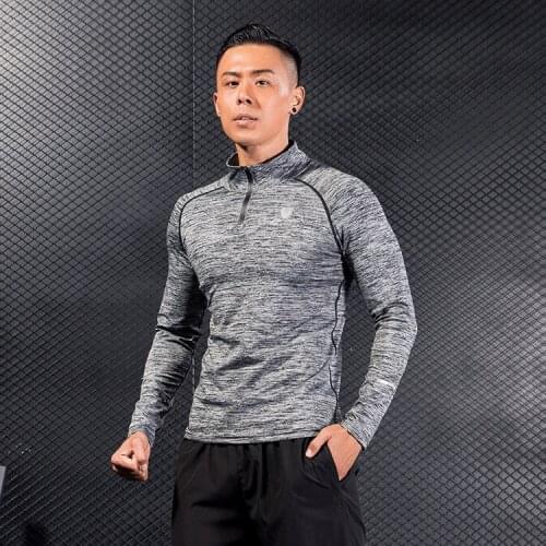Autumn Winter New Men Running Sports Gym Fitness Elastic Long sleeve Shirt Basketball Soccer Trainning Coat