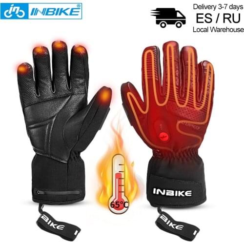 INBIKE USB Rechargeable Electric Heating Gloves Winter Ski Gloves Thermal Waterproof Snowboard Gloves Snowmobile Motorcycle