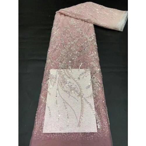 Latest Tulle Lace Fabric High Quality ZH-4686811 Fashion Fabric With Beads and sequins French Lace Fabric