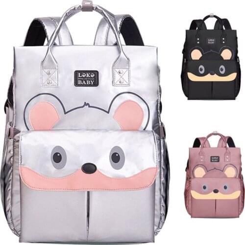 Cartoon Backpack Diaper bag Waterproof Multi layers Milk bottle Thermos bag Shoulder and back carried Portable Travel Mummy bag