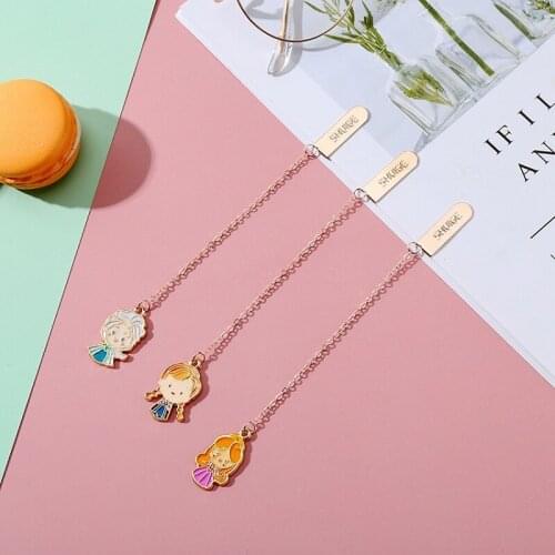 2pc Cute Girl Book Holder Pendant Page Clip Cartoon Bookmarks DIY Student Decor Book Clip Tab Metal Creative Bookmark Stationery