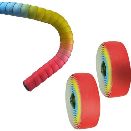 Super Strong Rainbow Bike Handlebar Tape Comfort Gel Road Bike Handlebar Tape Bike Bar Tape with Bar End Plugs