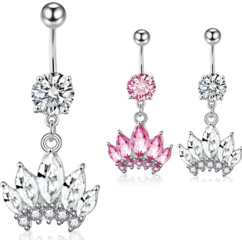 Stainless Steel Flower Crystal Style Crystal Body Jewelry Belly Button Ring Body Piercing Navel Piercing Color Ombligo