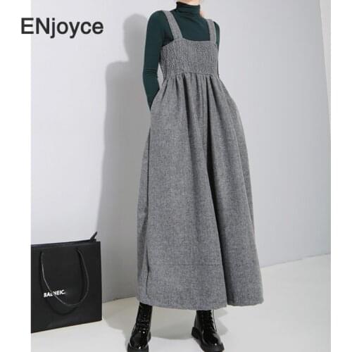 Winter Vintage Tweed Jumpsuit Fashion Rompers Women Baggy Overalls Oversized Wide Leg Flared Cross-pants Playsuit Jump Suits