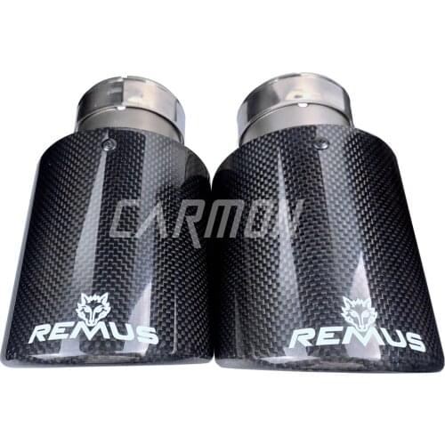 1 pc Car Universal Curly Remus Sport Glossy Carbon Fiber Exhaust Muffler Tips Sand Blasting Tail Pipe for BMW AUDI GOLF MAZDA