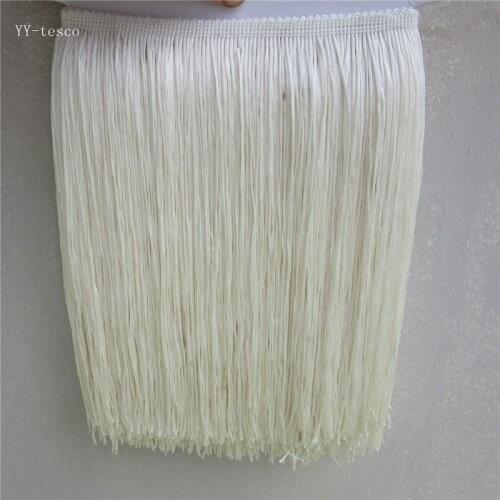 1 Yard/Lot 25CM Long Polyester Lace Tassel Fringe Beige Lace Trim Ribbon Sew Latin Dress Stage Garment Curtain DIY Accessories