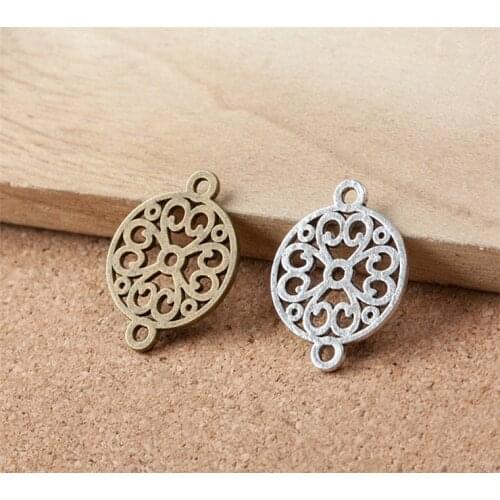 10pcs 24x18mm Antique Bronze and Antique Silver Plated Flower Connector Charms DIY Handmade Jewelry Accessories