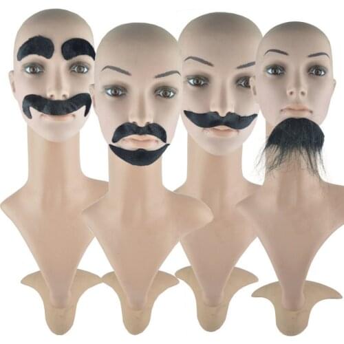 10pcs Halloween Masquerade Party Stage Role-playing Costume Props Holiday Simulation Four Styles of Fake Beard Men Women Adults