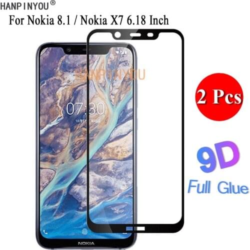 2 Pcs/Lot For Nokia 8.1 / X7 TA-1131 6.18" 9D Full Glue Full Cover Screen Protector Hard Tempered Glass Protective Film Guard
