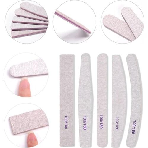 3/5Pcs Gray Wooden Nail Art Sanding Buffer Nail Files 100/180 Girt Sandpaper UV Gel Polisher Manicure Pedicure Nail Tools