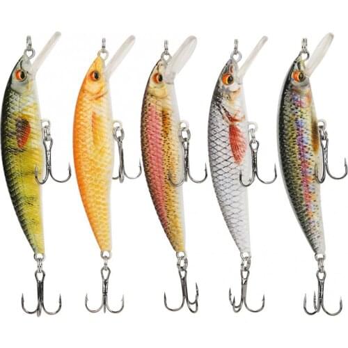 5pcs 8CM Plastic 3D Fish Eye Minnow Lifelike Artificial Hard Bait Fishing Lures Fishing Tackle Accessory
