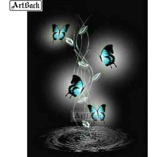 5d diy diamond painting butterfly full square / round drill animal diamond mosaic blue butterfly landscape handmade crafts decor