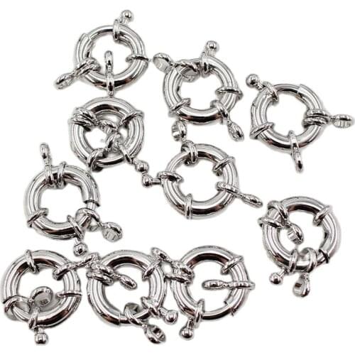 APDGG 10 Pcs 15MM Moon Circle Copper White Gold Plated Clasps For Pearl Bracelets Necklaces Making DIY Craft Accessories