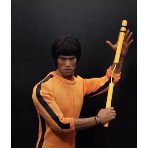 In Stock For Sale 1/6th In Memory Of Bruce Lee Chinese Kung Fu Male Head Sculpture For Usual 12inch Doll Action Figure