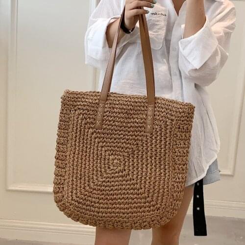 Big Straw Woven Tote Bags for Women Large Capacity Weave Shoulder Bag Summer Beach Handbags Ladys Brand Desig Travel Shopper Bag