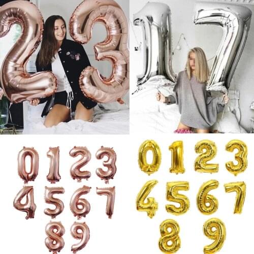 Big Size Gold Sliver Rose Gold Number Balloon Birthday Wedding Party Decorations Foil Balloons Kid Boy toy Baby Shower