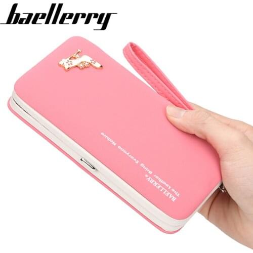 Baellerry Wallets And Purses Cellphone Pocket Clutch Bag Card Holder PU Leather Women Money Bag Clutch Girl Wallets Candy Wallet