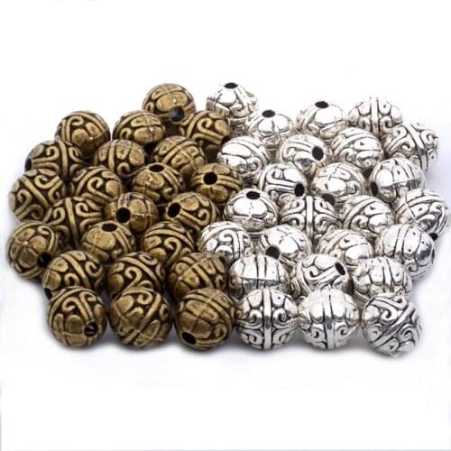 8x7MM 20Pcs Metal Beads Charms Tibetan Silver Tone Round Dots Spacer Loose Beads Fit Necklace And Bracelet Making