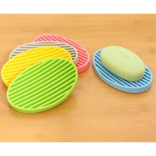 1pc Silicone Flexible Soap Dishes Holder Bathroom Soap Box Plate Tray Shower Sponge Shelf Drain Non Slip Storage Basket