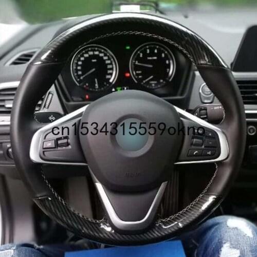 DIY Carbon Fiber Black Leather Car Steering Wheel Covers For BMW 220i 218i 225xe Accessories