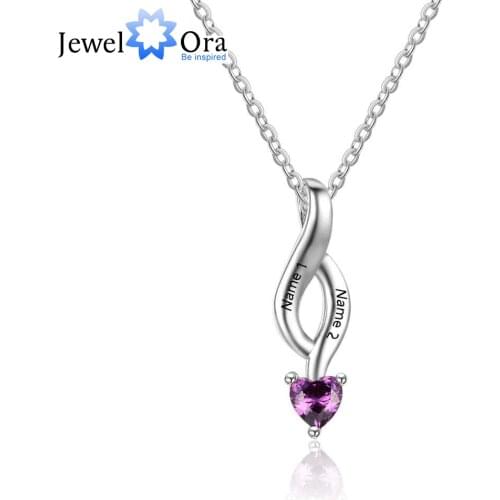 JewelOra Hot Personalized 925 Sterling Silver DIY Birthstone Necklace Pendant Best Mom Girlfriend Birthday Christmas Gift