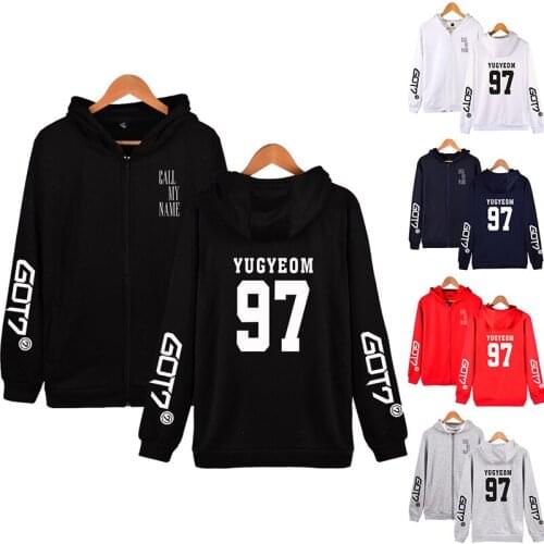 Got7 Kpop YUGYEOM 97 Hoodie Hoody Fashion Men Women Zipper Hoodies Jackets Hood Long Sleeve Zip Up Unisex Hooded Sweatshirt Tops