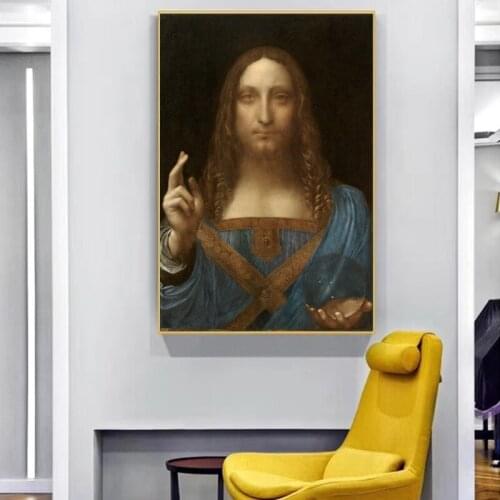 Famous Painting World Savior by Da Vinci Oil Painting On Canvas Posters Prints Wall Art Pictures for Living Room Decor Unframed