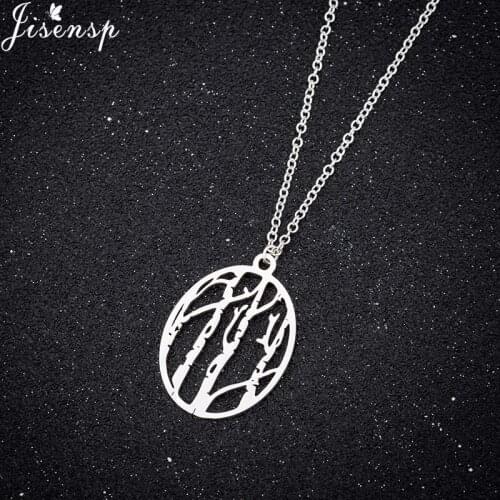 Jisensp Plant Stainless Steel Charm Necklace Vintage Tree Branch Choker Necklace Fashion Jewelry for Women Best Friendship Gift