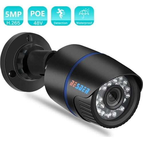 BESDER H.265 IP POE Security Camera 5MP 3MP 2MP Outdoor Waterproof Video Surveillance Camera H.265 Network Camera Motion XMEye