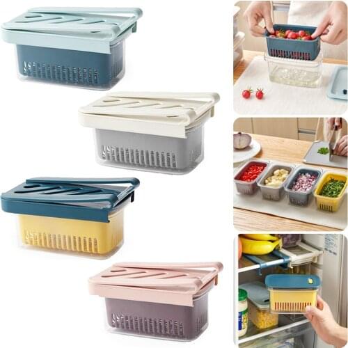 Kitchen Refrigerator Organizer Fresh Keeping Drawer Container Organizer with Lids Fridge Food Container for Fruit Vegetable Meat