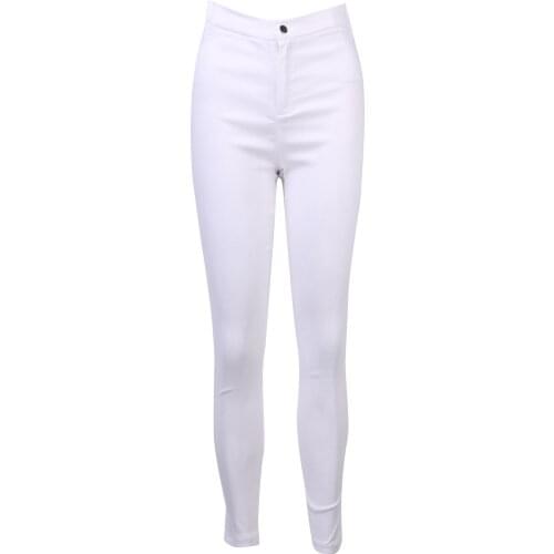 Hot arrival Women Pencil Pants High Waist Skinny Demin Stretch Long Slim Solid Plain Casual Ladies Button Trousers Jeggings