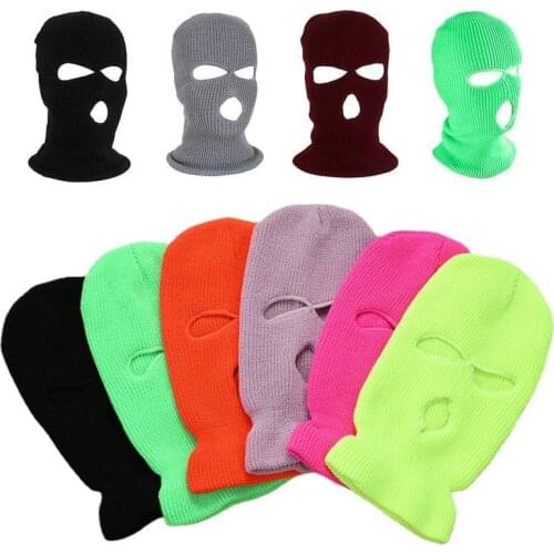 3 Hole Full Face Mask Autumn Winter Knit Cap for Ski Cycling Army Tactical Mask Balaclava Hood Motorcycle Helmet Unisex Hats